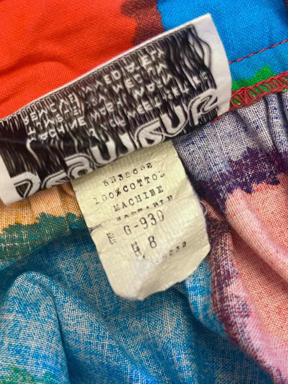 1970s 70s Vintage Rainbow Multicolor Patchwork Print High Tie Waist Maxi Skirt - Picture 11 of 11